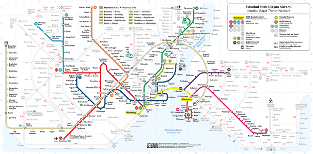 Istanbul Metro and Underground Map