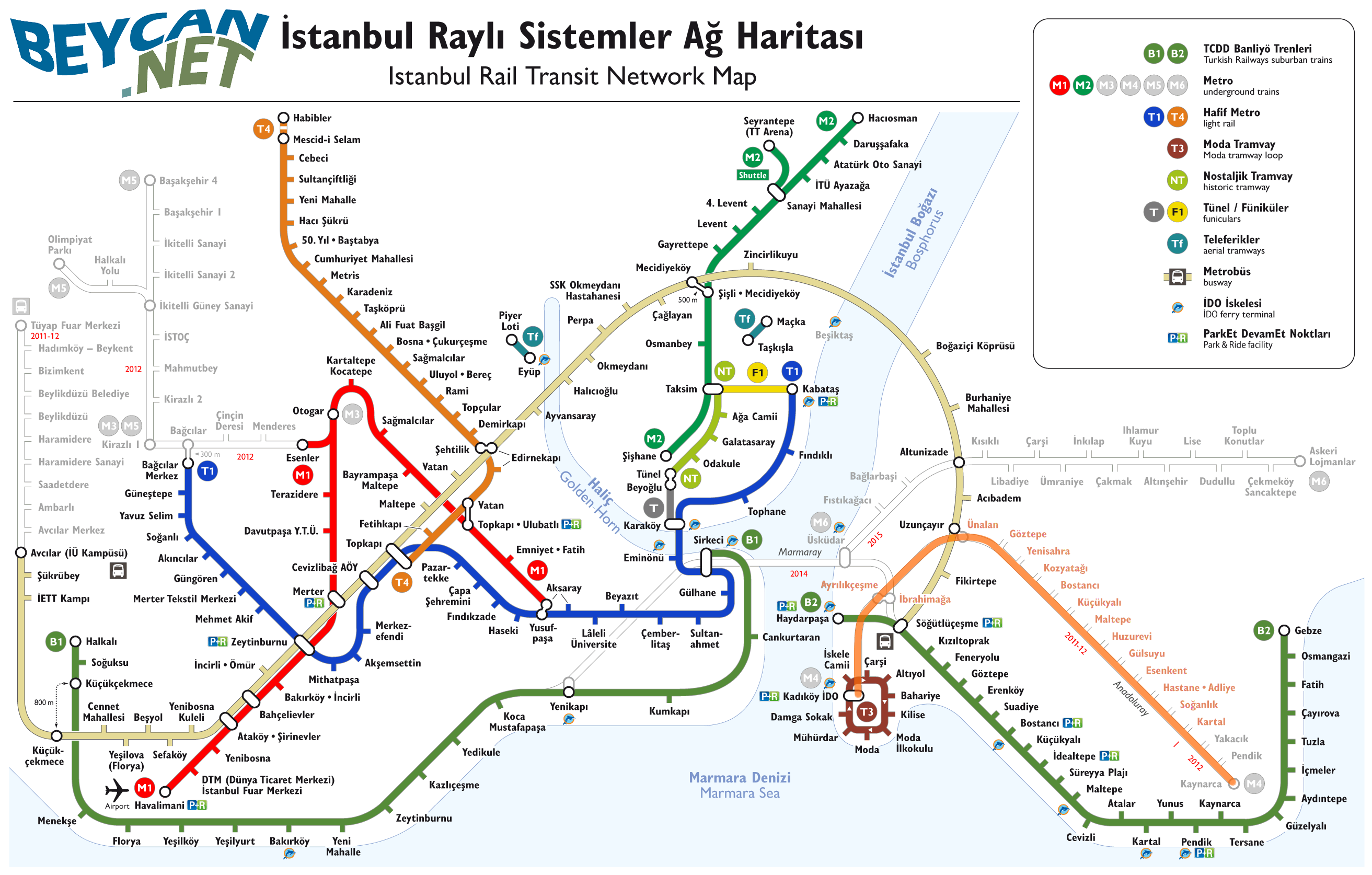 Istanbul Transportation Rail Network Map 