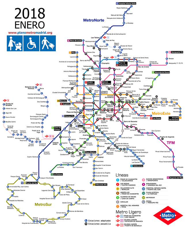 Madrid Transportation Map, Bus Network