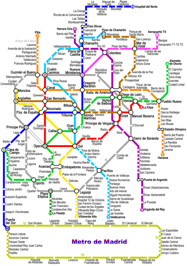 Madrid Metro Map Mappa Madrid 18