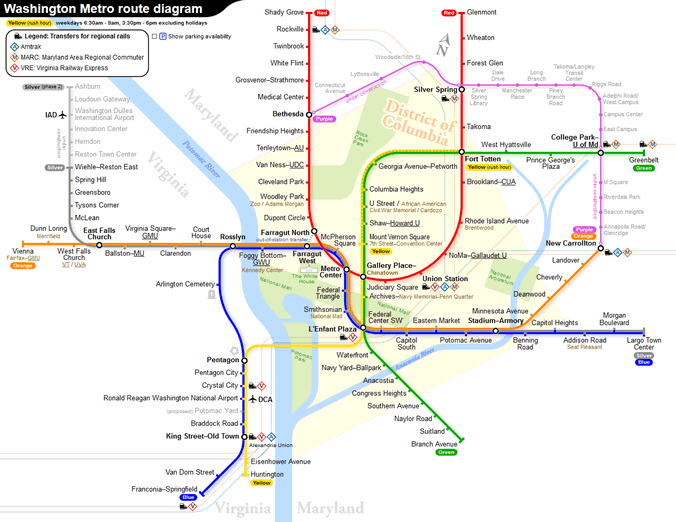 Washington DC Metro Route Diagram
